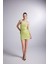 Parlak Kumaşlı Mini Vivid Elbise Yeşil 4