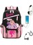 Resim Renk Barbie Film Öğrenci Okul Sırt Çantası USB Şarj Okul Çantası Genç Kız Erkek Anti-Hırsızlık Çocuk Sırt Çantası (Yurt Dışından) 4