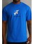 Unisex Baskılı Oversize T-Shirt - Mavi 1