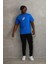 Unisex Baskılı Oversize T-Shirt - Mavi 4