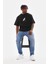 Unisex Baskılı Oversize T-Shirt - Siyah 3