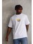 Unisex Baskılı Oversize T-Shirt - Beyaz 1