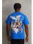 Unisex Baskılı Oversize T-Shirt - Mavi 2