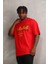 Unisex Baskılı Oversize T-Shirt - Kırmızı 1