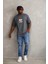 Unisex Baskılı Oversize T-Shirt - Füme 3