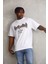Unisex Baskılı Oversize T-Shirt - Beyaz 1