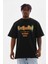 Unisex Baskılı Oversize T-Shirt - Siyah 1