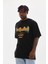 Unisex Baskılı Oversize T-Shirt - Siyah 2
