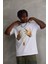 Unisex Baskılı Oversize T-Shirt - Beyaz 4