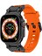 Watch Ultra 49MM Uyumlu Blt KRD-101 Titanyum Metal Başlıklı Silikon Kordon-Siyah-Turuncu 1