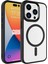 iPhone 15 Pro Max - Uyumlu Wireless Şarj Özellikli Appfube Krom Magsafe Silikon Kapak-Gri 3