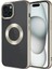 iPhone 15 Plus - Uyumlu Tek Kamera Çerçeveli Logo Gösteren Appfube Omega Kapak-Titanyum 1