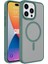 iPhone 15 Pro Max - Uyumlu Mat Arka Yüzey Wireless Şarj Özellikli Appfube Flet Magsafe Kapak-Yeşil 1