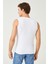 Erkek Pamuklu Süprem Penye Slim Fit Sıfır Yaka Kolsuz Beyaz Likralı Üst - 1014 3