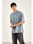 Oversize Yıkamalı Kısa Kol Erkek T-Shirt L - Gri 4