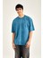 Oversize Yıkamalı Kısa Kol Erkek T-Shirt Xxl - Mavi 2