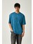 Oversize Yıkamalı Kısa Kol Erkek T-Shirt Xxl - Mavi 3
