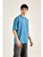 Oversize Yıkamalı Kısa Kol Erkek T-Shirt Xxl - Mavi 4