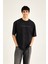 Yıkamalı Oversize Baskılı Kısa Kol Erkek T-Shirt L - Siyah 3