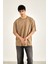 Oversize Yıkamalı Kısa Kol Erkek T-Shirt L - Bej 5