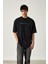 Yıkamalı Oversize Baskılı Kısa Kol Erkek T-Shirt M - Siyah 2