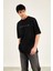 Yıkamalı Oversize Baskılı Kısa Kol Erkek T-Shirt M - Siyah 3