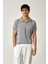 Yakalı Kısa Kol Erkek Triko M - Gri 1