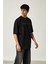Yıkamalı Oversize Baskılı Kısa Kol Erkek T-Shirt M - Siyah 4