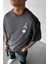 Erkek Maça As Baskılı Füme Oversize T-Shirt 2