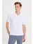 ALTINYILDIZ CLASSICS Erkek Beyaz Standart Fit Normal Kesim %100 Pamuklu Jakarlı Polo Yaka Triko Tişört 1