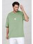 Erkek Free Life Açık Yeşil Bisiklet Yaka Oversize Salas T-Shirt 2