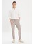 ALTINYILDIZ CLASSICS Erkek Vizon Slim Fit Dar Kesim Yan Cepli Desenli Beli Lastikli Pantolon 3
