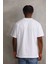 Unisex Baskılı Oversize T-Shirt - Beyaz 2