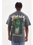 Unisex Baskılı Oversize T-Shirt - Füme 2