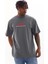 Unisex Baskılı Oversize T-Shirt - Füme 4