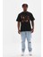 Unisex Baskılı Oversize T-Shirt - Siyah 4