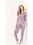 Desenli Gömlek Yaka Pamuklu Kadın Pijama Takımı 1