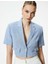 Crop Blazer Ceket Kısa Kollu Kapaklı Cepli - Koton - 4SAK50108UW - Mavi - 36 5