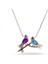 925 Ayar Rodyum Kaplamalı Aqua ve Mor Taşlı 2li Kuş Gümüş Kolye 1