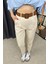 Taş Rengi Kemerli Gabardin Skinny Pantolon 2