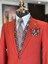 Italyan Stil Slim Fit Ceket Pantolon Takım Elbise Kırmızı T11350 4