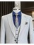 Italyan Stil Slim Fit Ceket Yelek Pantolon Takım Elbise Gri T11484 4