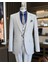 Italyan Stil Slim Fit Ceket Yelek Pantolon Takım Elbise Gri T11484 5