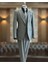İtalyan stil slim fit erkek ceket yelek pantolon takım elbise Gri T10785 2