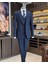 İtalyan stil slim fit erkek ceket yelek pantolon takım elbise lacivert T11685 3