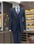 Italyan Stil Slim Fit Armür Desenli Ceket Yelek Pantolon Takım Elbise Lacivert T11489 2