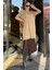 Bej Düğme Detaylı Tesettür Triko Tunik P-00009189 2