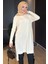 Ekru Düğme Detaylı Tesettür Triko Tunik P-00009189 1