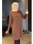 Kahve Düğme Detaylı Tesettür Triko Tunik P-00009189 1