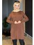 Kahve Düğme Detaylı Tesettür Triko Tunik P-00009189 2
